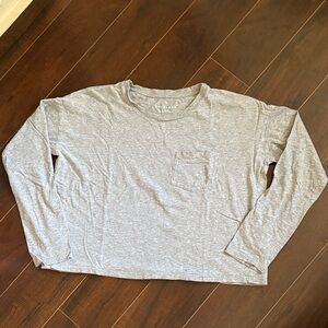 Everlane boxy cropped long sleeve tee, heather gray